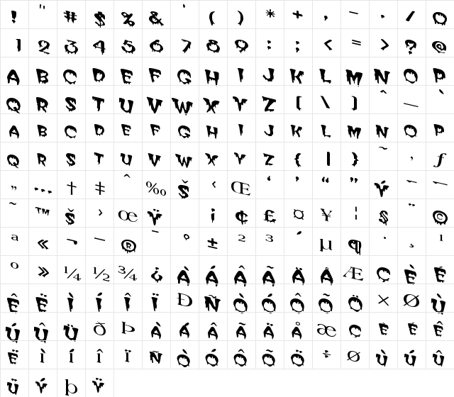 MATTEROFFACT Regular  glyph index