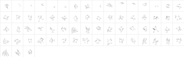 MouseBirds Regular  glyph index