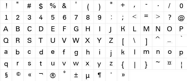a_Grotic Regular  glyph index