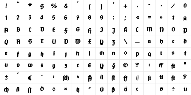 MountFirtree Regular  glyph index