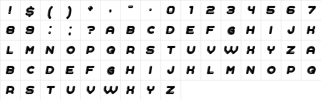 Liquid Italic  glyph index