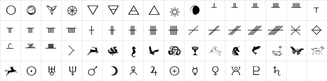 Celtic Astrologer Regular  glyph index
