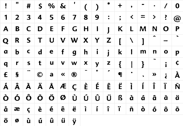 AdvertRough Three  glyph index