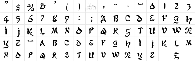AlfredDrake Regular  glyph index