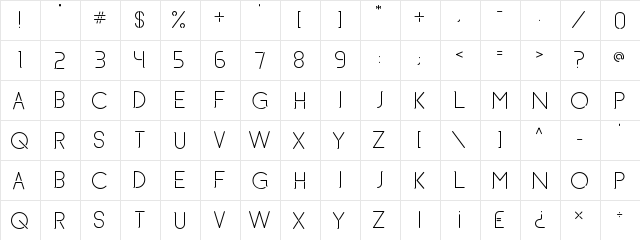 Brett and Beer Regular  glyph index