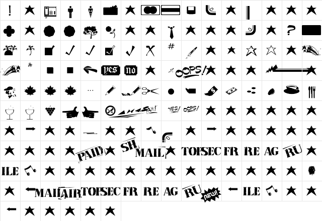 MiniPics-Normal Regular  glyph index