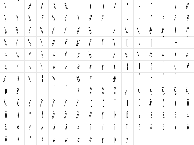 Long Island Iced Tea Normal  glyph index