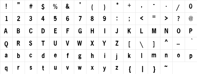 Abell Cond Bold Bold  glyph index