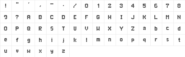 Trapwagen Midden Regular  glyph index