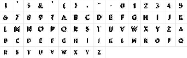 ApexShadowSCapsSSK Bold  glyph index