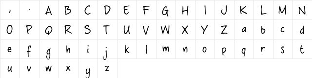 crosswordBelle Regular  glyph index