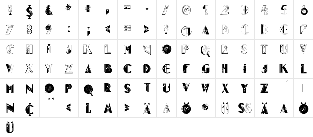 MKidge Regular  glyph index