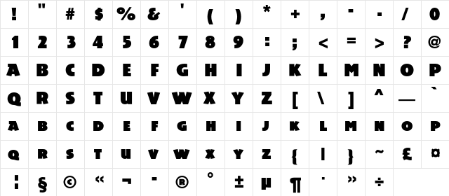 AcsiomaC Regular  glyph index