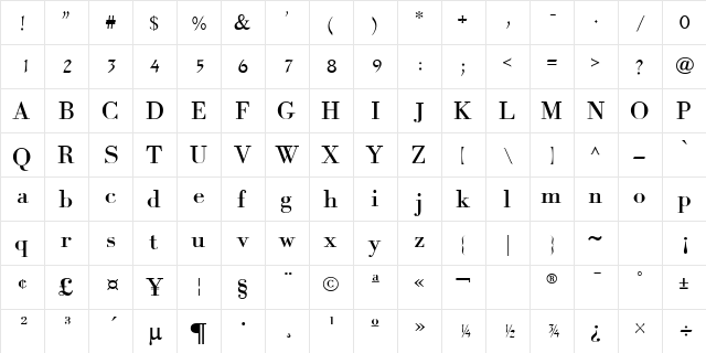 AdaMFLight Regular  glyph index