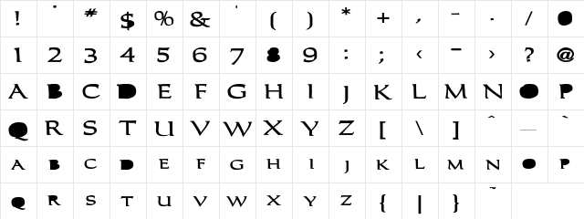 Carolus-Bold Regular  glyph index