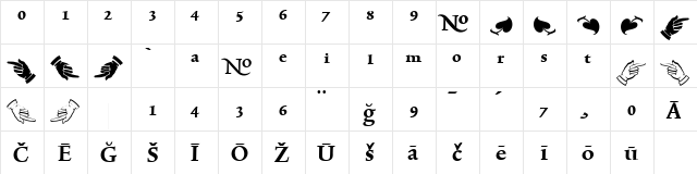 TriniteNo2 Bold  glyph index