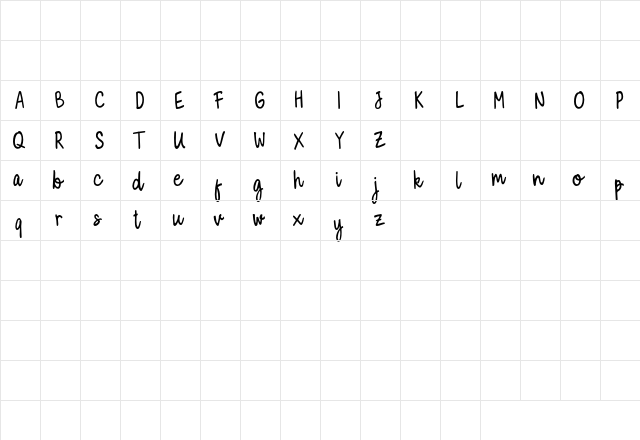 Milky Cookies Script Demo Regular  glyph index