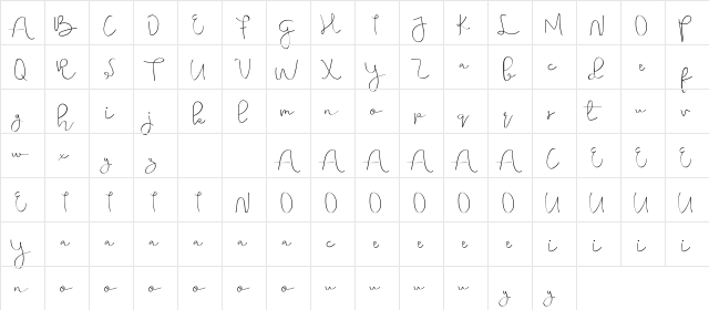 Simple Harmonydemo Regular  glyph index
