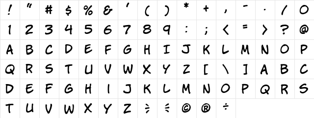 CCJimLee Regular  glyph index