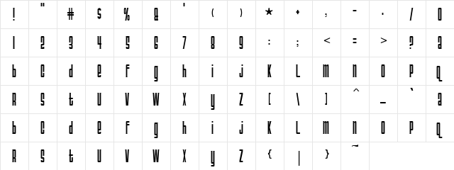 TriacSeventyone Regular  glyph index