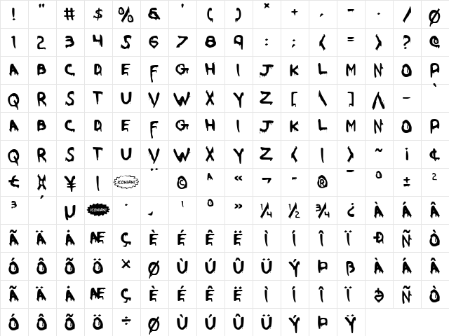 Were-Beast Regular  glyph index