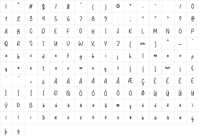 Everything You Want Regular  glyph index