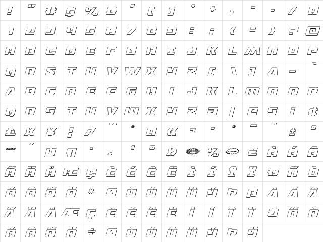 Drone Tracker Outline Italic Outline Italic  glyph index