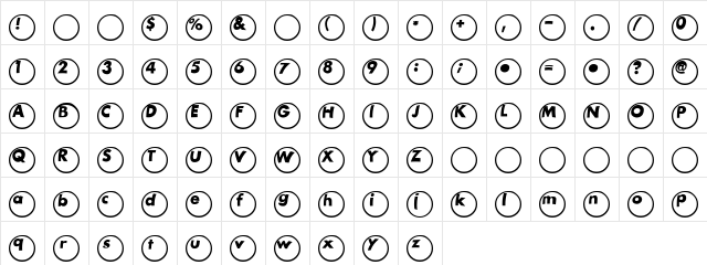 Boomer Regular  glyph index