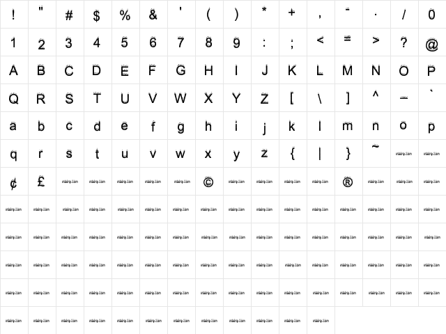 mashy Fire mashyFire Regular  glyph index