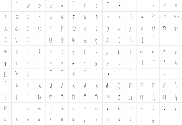 Last Kids Regular  glyph index