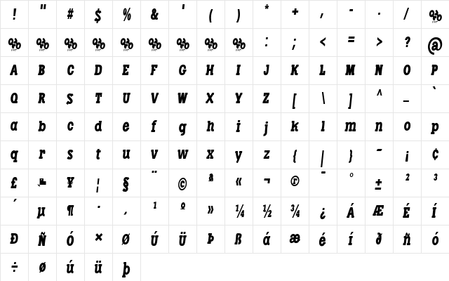 Libertatus Duas Italic  glyph index