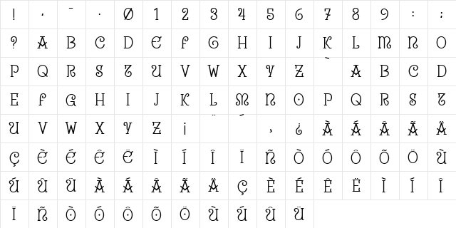 Uralita Regular  glyph index