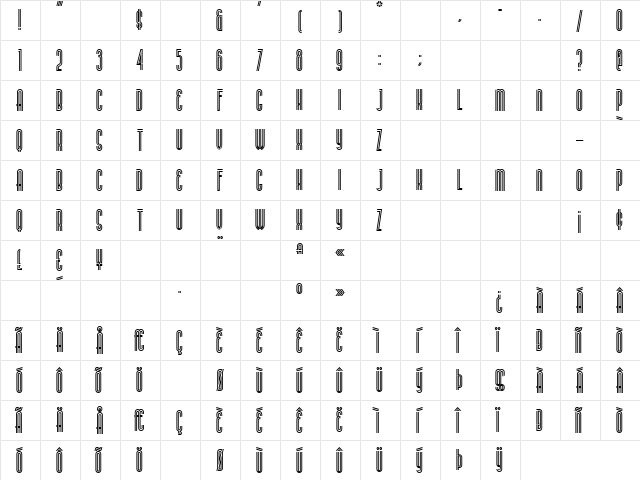 BuenosAiresNF Regular  glyph index