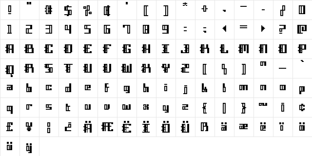 Dubstep Blackletter Regular  glyph index