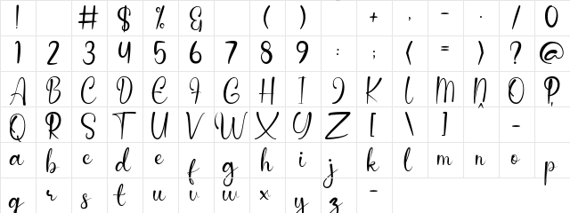 Anderella Demo Regular  glyph index