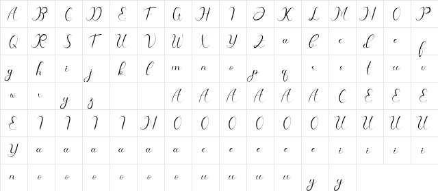 Lauliya Demo Regular  glyph index