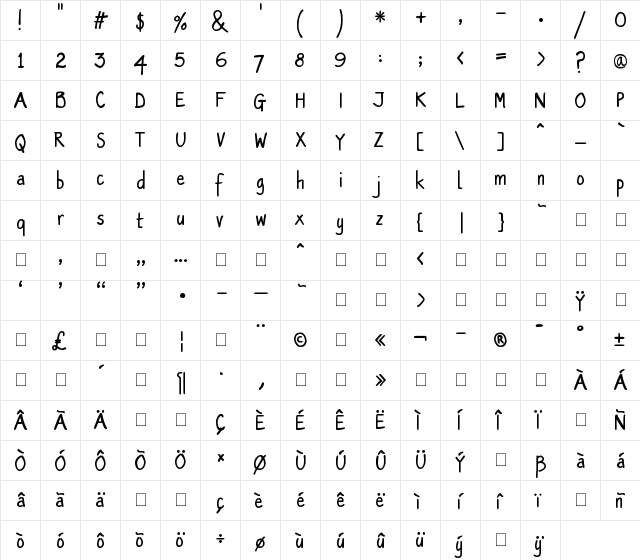 PT Script Eclipse Regular  glyph index