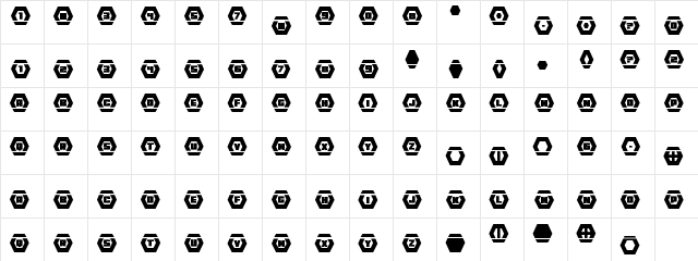 HeXkEy Laser Regular  glyph index