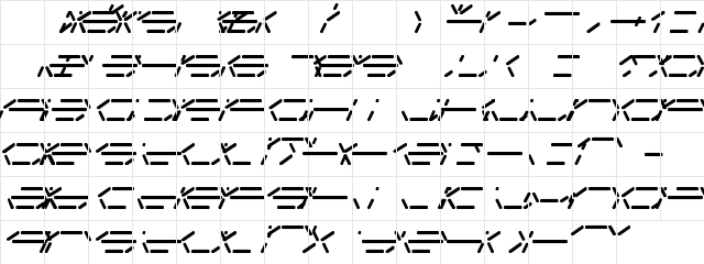 Fifteen Segment Rush Regular LDR Regular  glyph index