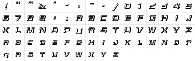 3 Lori Slant DNA Regular  glyph index