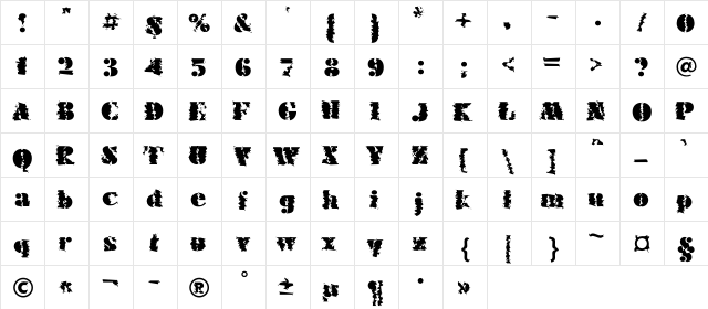 FuturaEugC_Winter120 Regular  glyph index