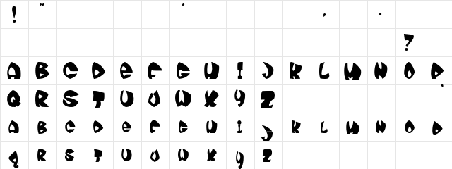 Hack Saw Regular  glyph index
