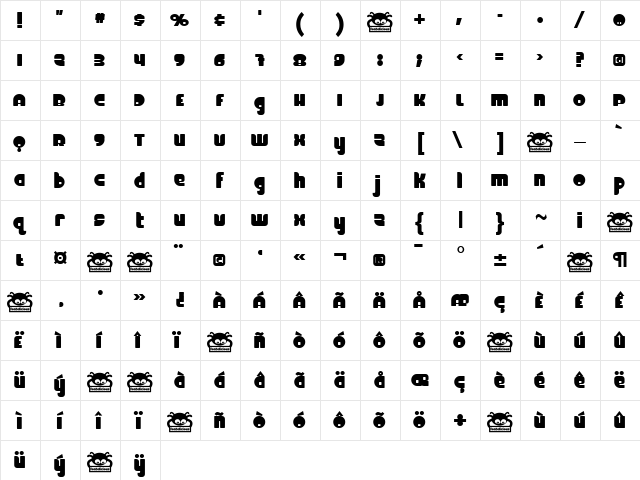 FineOMite Regular  glyph index