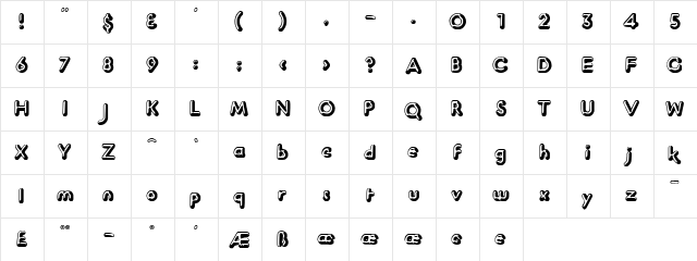 PlutoClaude Lightface Regular  glyph index