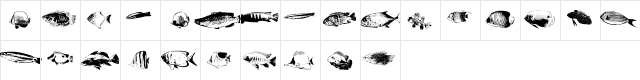 FishyPrint One AOE Regular  glyph index