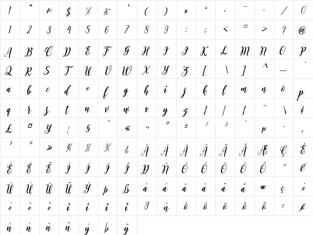 Ramadhan Kareem Regular  glyph index