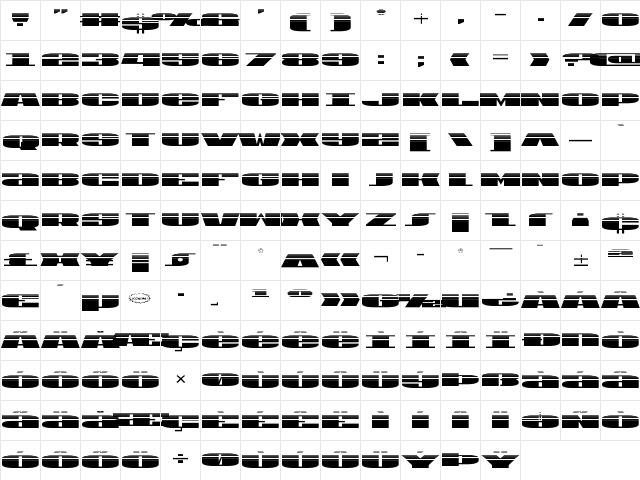 U.S.A. Halftone Regular  glyph index