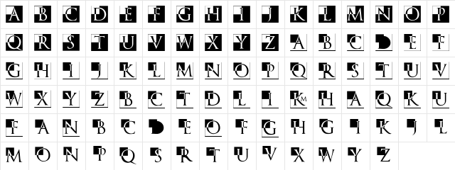 TrajanusBricksXtra Regular  glyph index