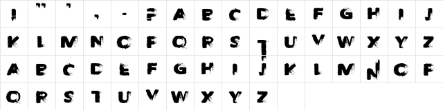 Taken by Train Regular  glyph index