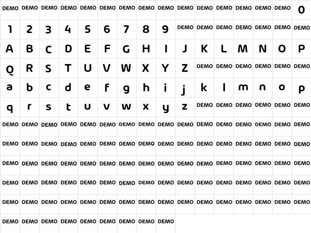 Arlon SemiBold DEMO  glyph index